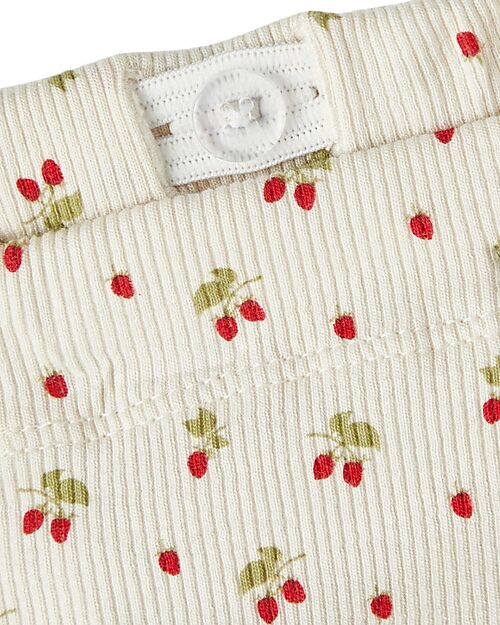 Lil Atelier Pantaloncini Con Fantasia Ciliegie - Bianco - Cotone Organico Pantaloni Corti