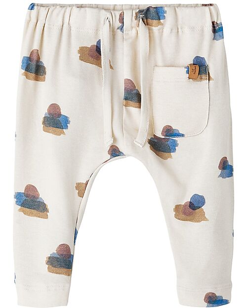 Lil Atelier Pantalone Tuta - Turtledove - con Coulisse - Cotone Bio Pantaloni Lunghi
