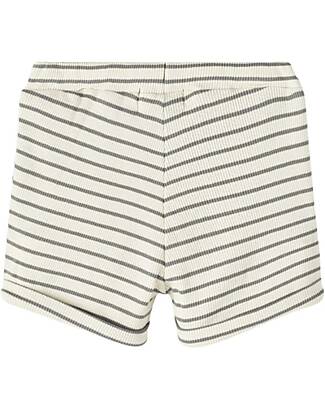 Lil Atelier Pantaloni Corti a Righe - Panna e Tortora - Cotone Organico Pantaloni Corti