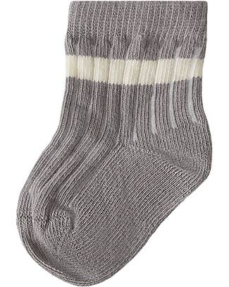 Lil Atelier Set 3 Paia di Calzini - Righe - Frost Gray - Cotone Organico Calzini