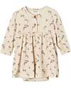 Lil Atelier Vestito a Maniche Lunghe - Crema - Fiori - Cotone Bio - con Volant Vestiti_