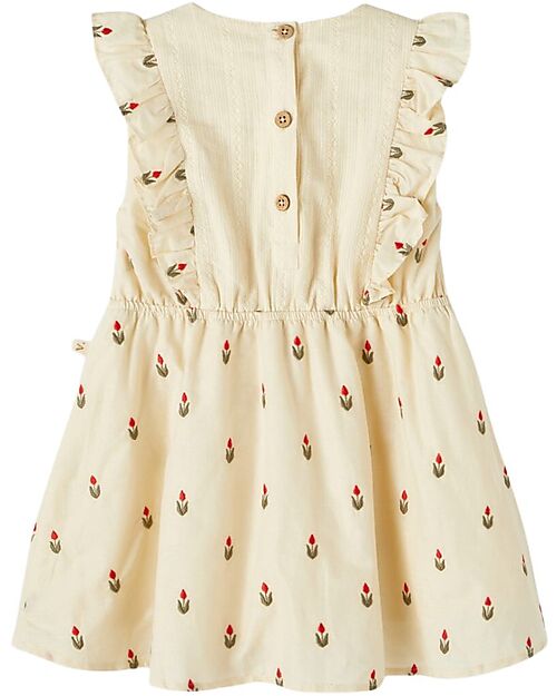 Lil Atelier Vestito con Volant - Fantasia Fiori - Turtle Dove - 100% Cotone Organico Vestiti_