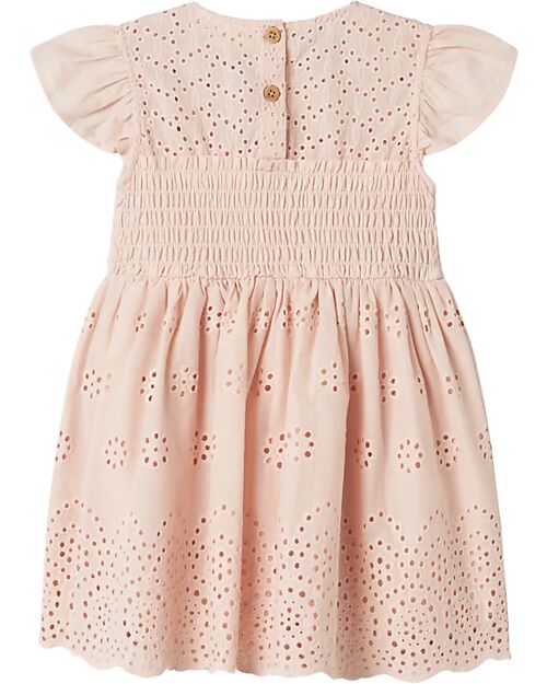Lil Atelier Vestito Maniche Corte con Volant - Peach Blush - Cotone Vestiti_