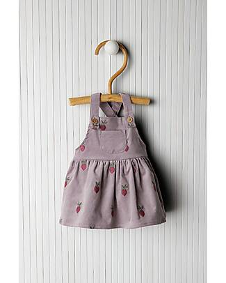 Lil Atelier Vestito Salopette - Quail - Fragole - con Taschino Frontale - Cotone Bio Vestiti_