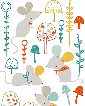 Lilipinso Adesivi da Parete in Vinile - Topolini e Funghi Decorazioni