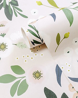 Lilipinso Carta da Parati in Tessuto non Tessuto - 50 x 1000 cm - Fiori Rosa Adesivi da Parete