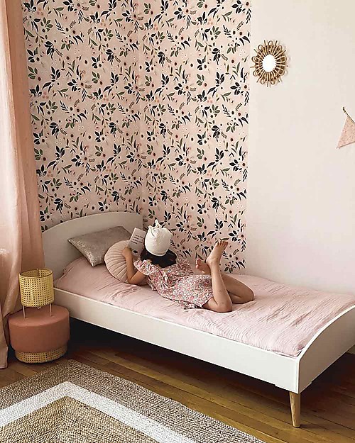 Lilipinso Carta da Parati in Tessuto non Tessuto - 50cm  x 10 mt - Fiori Rosa Adesivi da Parete