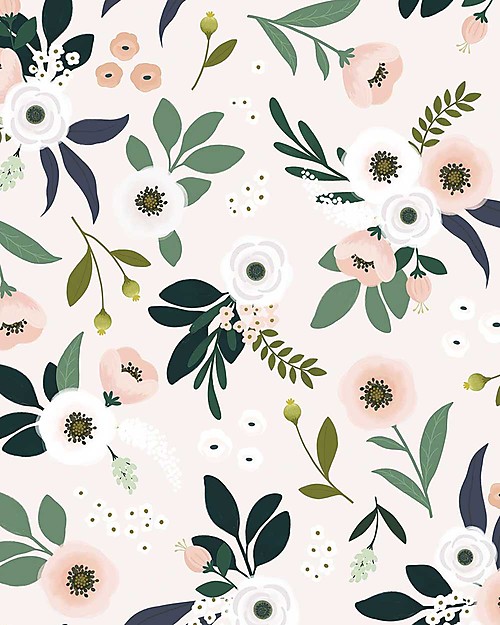 Lilipinso Carta da Parati in Tessuto non Tessuto - 50cm  x 10 mt - Fiori Rosa Adesivi da Parete