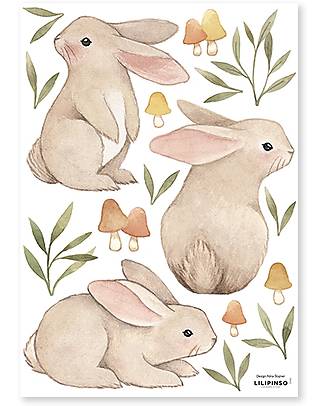 Lilipinso Decalcomania da parete A3 ( 29,7x42 cm) - 3 Coniglietti Decorazioni da Parete