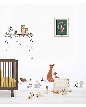 Lilipinso Decalcomania da parete A3 ( 29,7x42 cm) - Ricci, conigli e piante Decorazioni da Parete