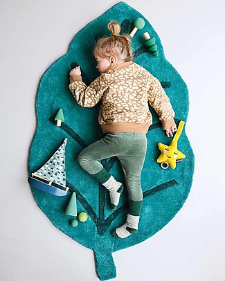 Lilipinso Tappeto in Cotone - 150 x 90 cm - Foglia Verde Tappeti Arredo