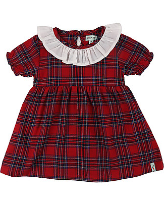 Lilly+Sid Abito a Quadri con Colletto - 100% Cotone Bio Vestiti