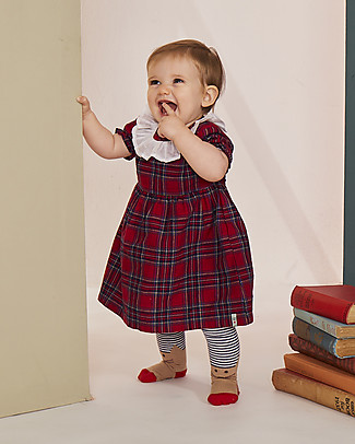 Lilly+Sid Abito a Quadri con Colletto - 100% Cotone Bio Vestiti