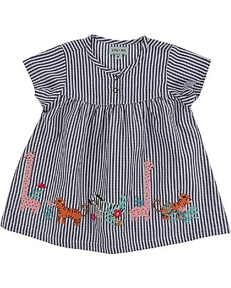 Lilly+Sid Abito Baby Maniche Corte con Applique Safari - 100% cotone bio Vestiti