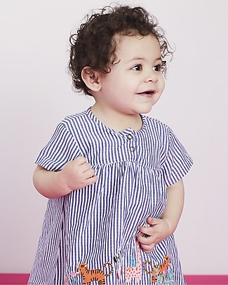 Lilly+Sid Abito Baby Maniche Corte con Applique Safari - 100% cotone bio Vestiti