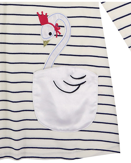 Lilly+Sid Abito Bimba in Felpa con Tasche, Cigno - 100% Cotone bio Vestiti_