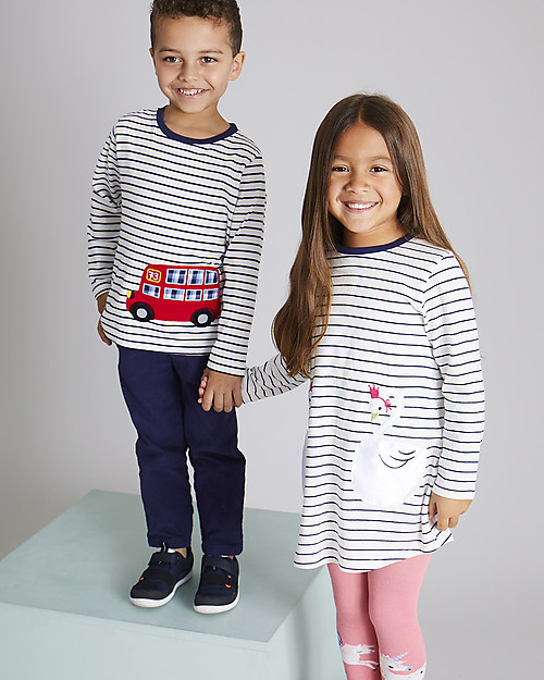 Lilly+Sid Abito Bimba in Felpa con Tasche, Cigno - 100% Cotone bio Vestiti_