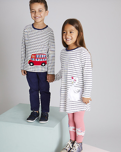 Lilly+Sid Abito Bimba in Felpa con Tasche, Cigno - 100% Cotone bio Vestiti_