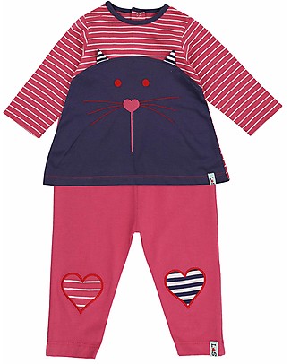Lilly+Sid Abito e Leggings - Gatto/Cuori - 100% Cotone bio Vestiti