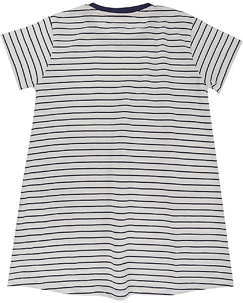 Lilly+Sid Abito Maniche Corte con Taschini - Fenicottero/Righe - 100% cotone bio Vestiti_