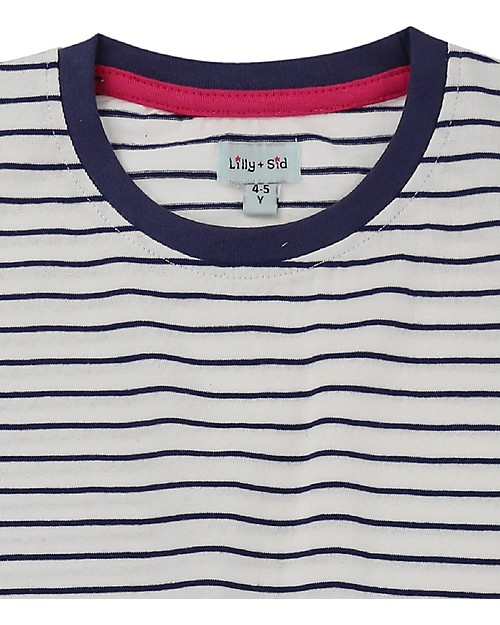 Lilly+Sid Abito Maniche Corte con Taschini - Fenicottero/Righe - 100% cotone bio Vestiti_