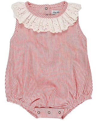 Lilly+Sid Body Bubble con Volant - Righe Rosa - 100% Cotone bio Tutine Corte