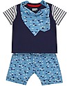 Lilly+Sid Completo Baby 3 Pezzi T-shirt+Pantaloncini+Bavaglino - Pesciolini - 100% cotone bio Pantaloni Corti