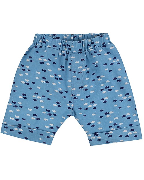 Lilly+Sid Completo Baby 3 Pezzi T-shirt+Pantaloncini+Bavaglino - Pesciolini - 100% cotone bio Pantaloni Corti