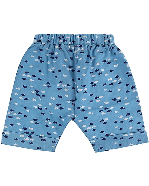 Lilly+Sid Completo Baby 3 Pezzi T-shirt+Pantaloncini+Bavaglino - Pesciolini - 100% cotone bio Pantaloni Corti