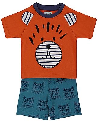 Lilly+Sid Completo Baby T-shirt e Pantaloncini Ghepardo - 100% cotone bio T-Shirt e Canotte