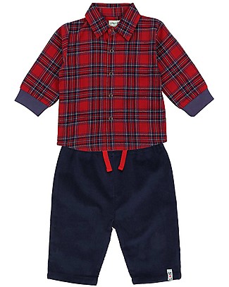 Lilly+Sid Completo Bimbo Camicia e Pantaloni - Quadri - 100% cotone bio Camicie