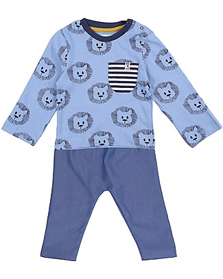 Lilly+Sid Completo Bimbo Maglia e Pantaloni Reversibili - Leone - 100% cotone bio Tutine Lunghe Senza Piedi
