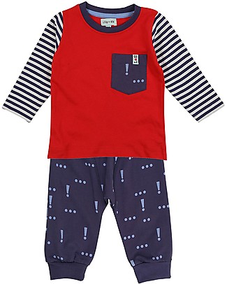 Lilly+Sid Completo Felpato Maglia + Pantaloni + Bavaglio - Marks - 100% cotone bio Tutine Lunghe Senza Piedi
