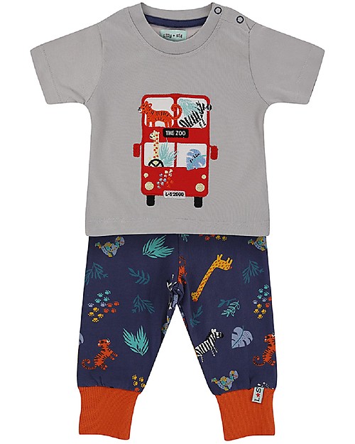 Lilly+Sid Completo T-shirt e Leggings Safari e Bus - 100% cotone bio Pantaloni Corti
