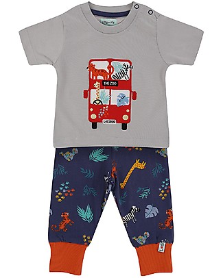 Lilly+Sid Completo T-shirt e Leggings Safari e Bus - 100% cotone bio Pantaloni Corti