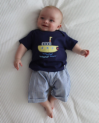 Lilly+Sid Completo T-shirt e Pantaloncini - Sottomarino/Righe - 100% Cotone Bio Completi