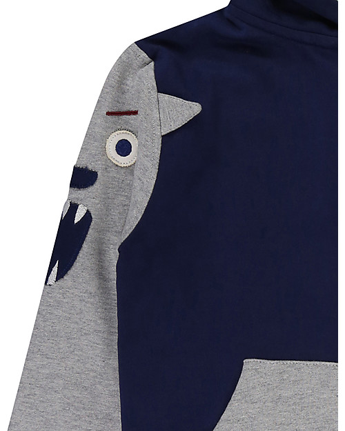 Lilly+Sid Felpa con Zip e Cappuccio, Mostro - 100% Cotone bio Felpe