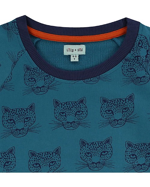 Lilly+Sid Felpa Maniche Lunghe Ghepardo - Carta di Zucchero - 100% cotone bio Felpe