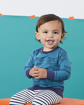 Lilly+Sid Felpa Maniche Lunghe Ghepardo - Carta di Zucchero - 100% cotone bio Felpe