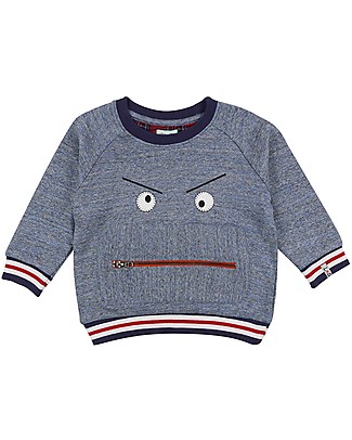 Lilly+Sid Felpa Mostro con Zip - 100% cotone bio Felpe