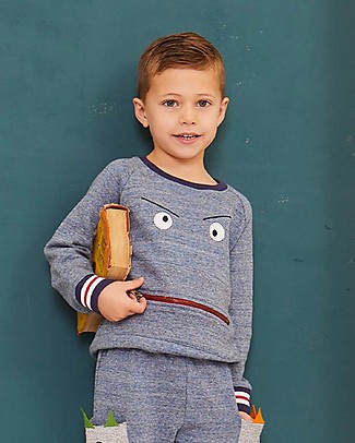 Lilly+Sid Felpa Mostro con Zip - 100% cotone bio Felpe