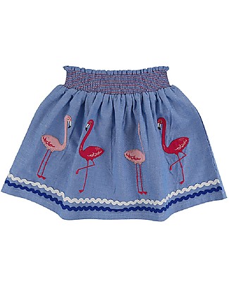 Lilly+Sid Gonna Corta Bimba con Applique - Fenicotteri - 100% cotone bio Gonne