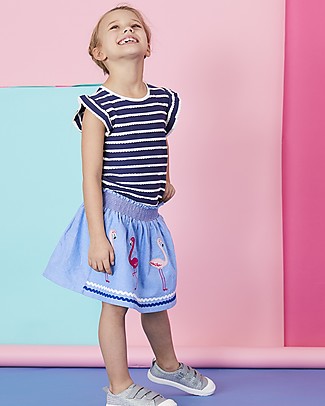 Lilly+Sid Gonna Corta Bimba con Applique - Fenicotteri - 100% cotone bio Gonne
