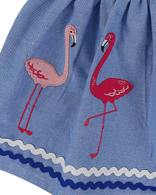 Lilly+Sid Gonna Corta Bimba con Applique - Fenicotteri - 100% cotone bio Gonne_