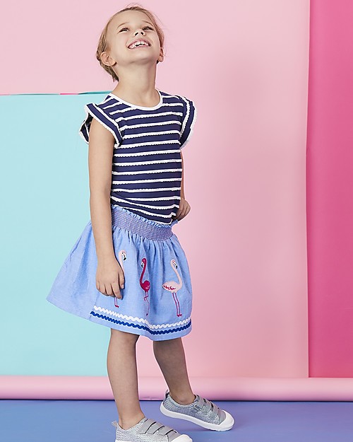 Lilly+Sid Gonna Corta Bimba con Applique - Fenicotteri - 100% cotone bio Gonne_