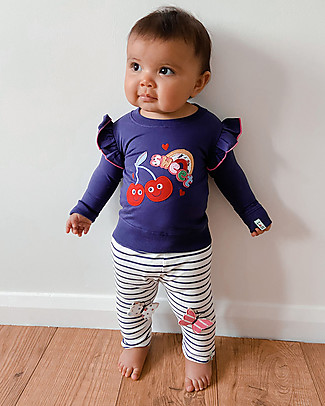 Lilly+Sid Leggings Pacco da Due - Ciliegie/Righe - 100% cotone bio Leggings