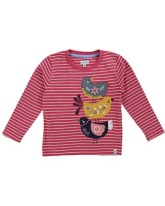 Lilly+Sid Maglia a Righe - Applique Uccelli - 100% cotone bio Maglie Manica Lunga