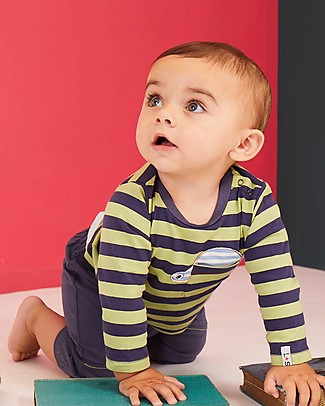 Lilly+Sid Maglia a Righe - Dinosauro - 100% cotone bio Maglie Manica Lunga