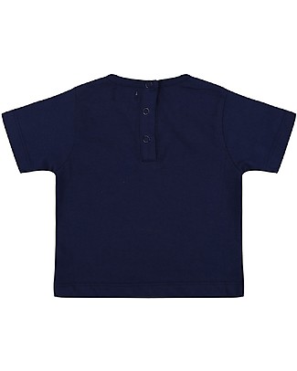 Lilly+Sid Maglia Baby a Maniche Corte con Taschino a Righe - Blu - 100% cotone bio T-Shirt e Canotte