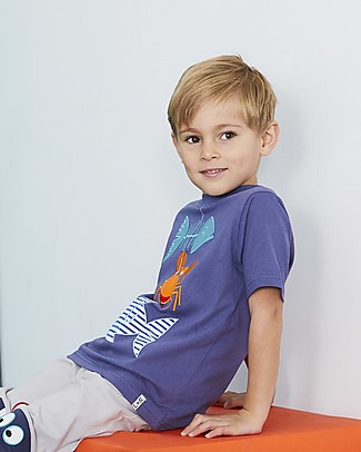 Lilly+Sid Maglia Maniche Corte con Applique Good Catch - 100% cotone bio T-Shirt e Canotte